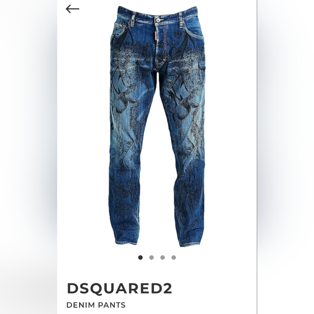 DSQUARED2 Artistic Blue Straight Leg Jeans